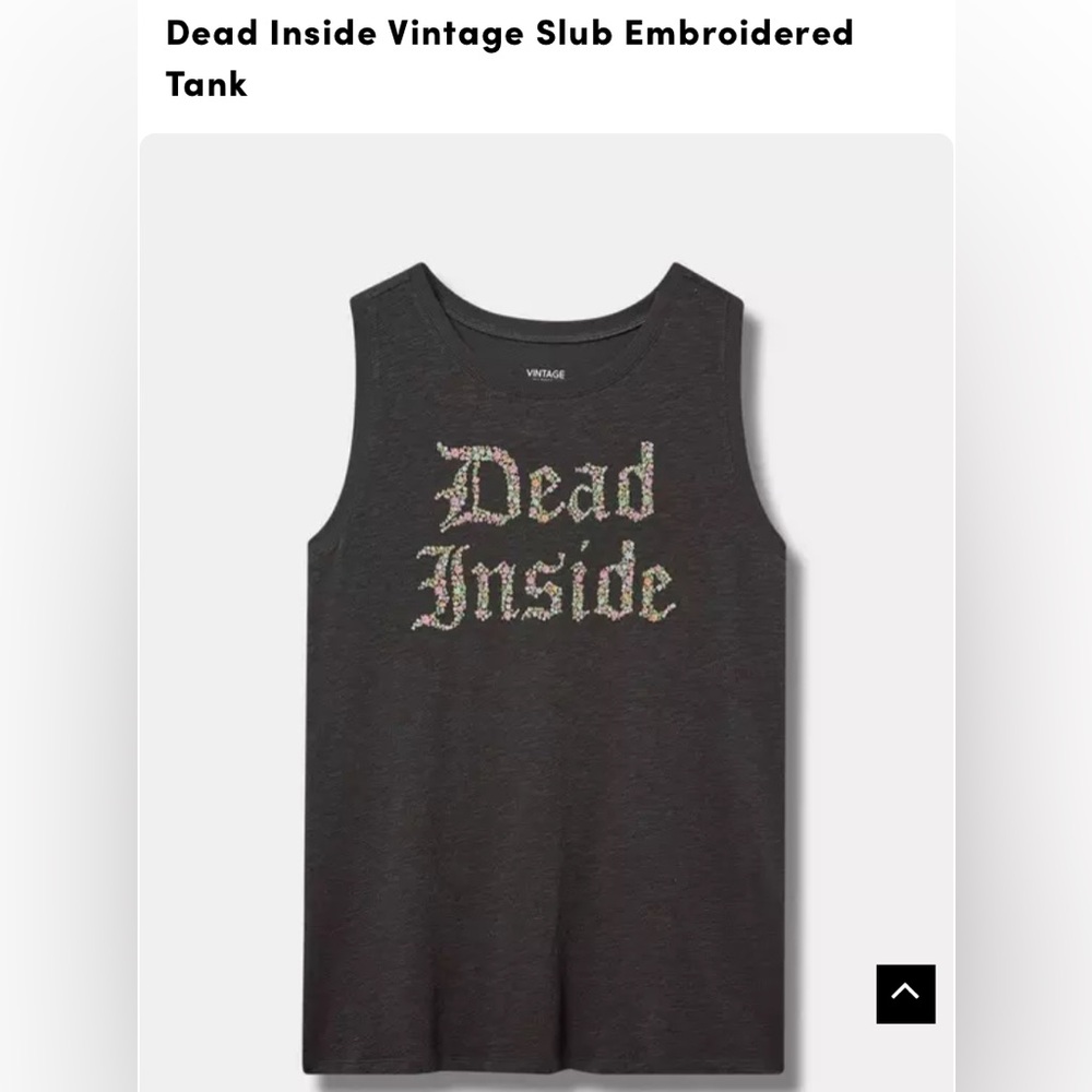 Torrid GUC Dead Inside Vintage Slub Embroidered Tank size 6X